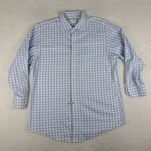 Brooks Brothers Dress Shirt‎ Mens 17 2/3 Blue Check Regent Non Iron Button Up
